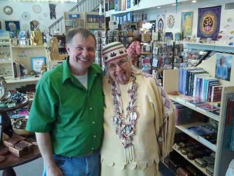 Aquarius Books & Gifts Owner Fred Rogers with Grandmother Agnes Baker Pilgrim Grants Pass Oregon April 2013